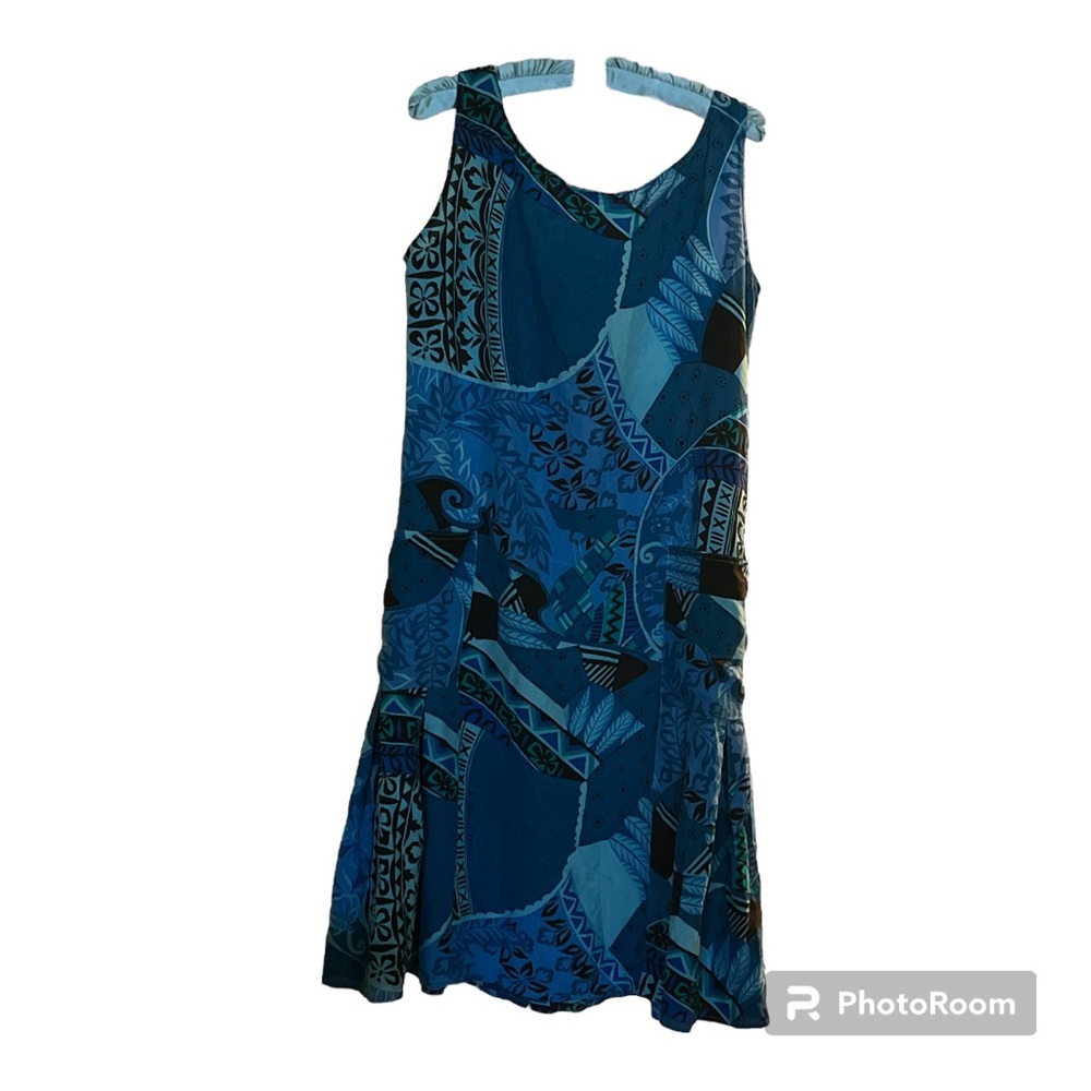 Jan Pedersen size 6 blue silk dress sleeveless button front New Without Tags - Picture 6 of 13